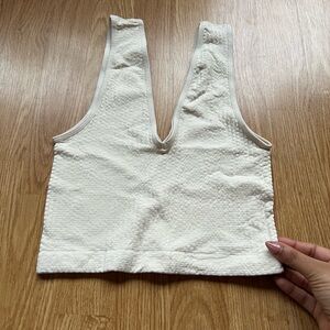 White Textured Sleeveless Top